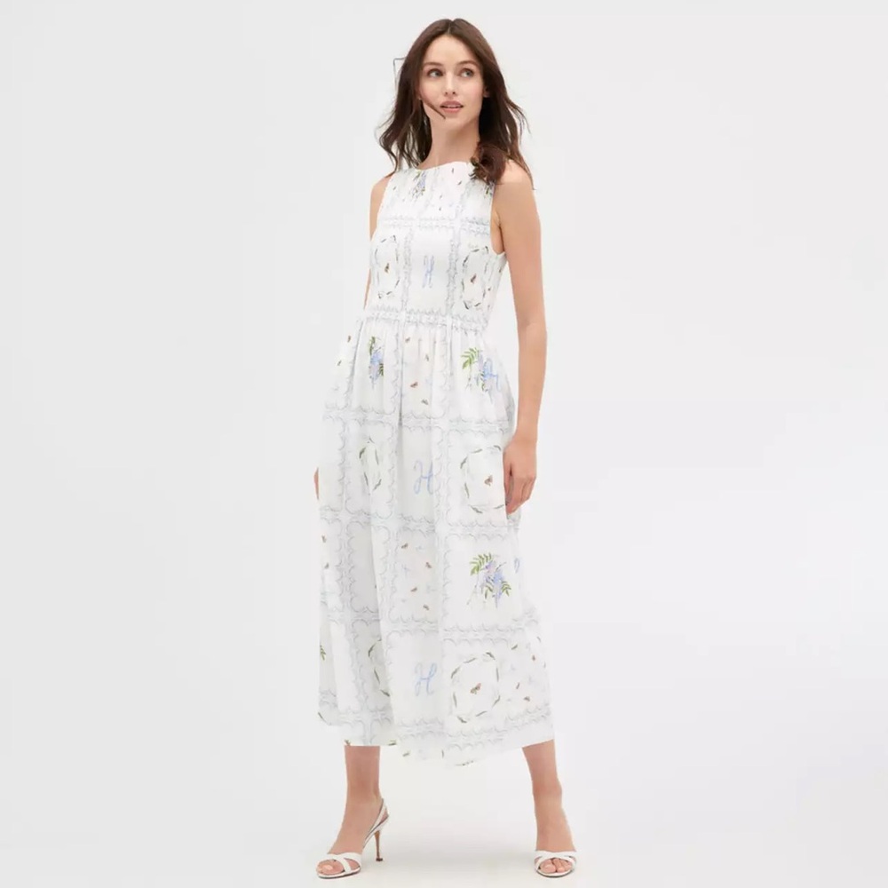Hill House | The Cosima Nap Dress in White Floral Patchwork | NWT